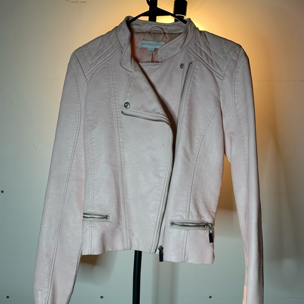 Pink New York and Company Leather Jacket